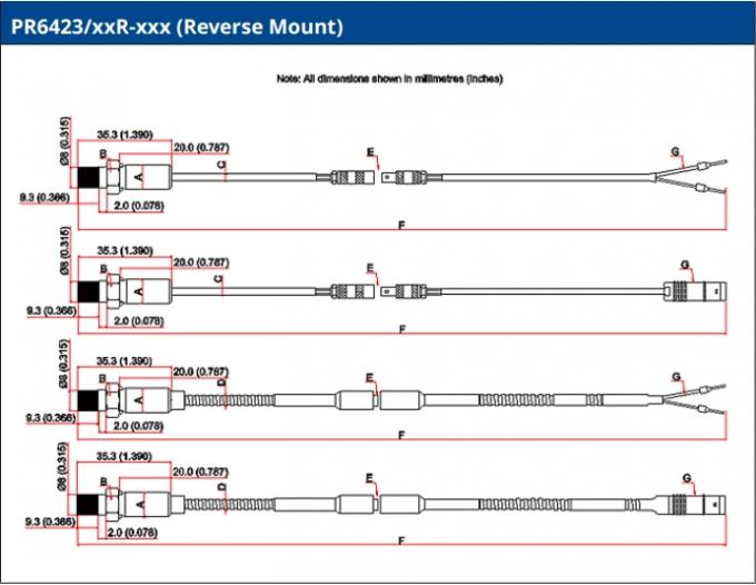 PR6423/00R-031 EPRO Reverse Mount 8mm Eddy Current Sensor Open 1+7m Cable 0