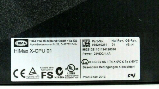 X-CPU 01 985210211 HIMA HIMAtrix CPU Processor Module