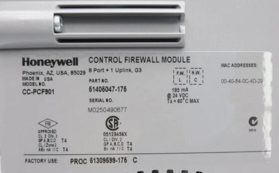 Honeywell CC-PCF901 Control Firewall Module with 24V DC Power Supply for Network Security Protection and FTE Network Distribution