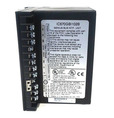 IC670GBI102 GE Fanuc GE Field I/O 120Vac/125Vdc Powered Genius Bus Interface Unit General Electric