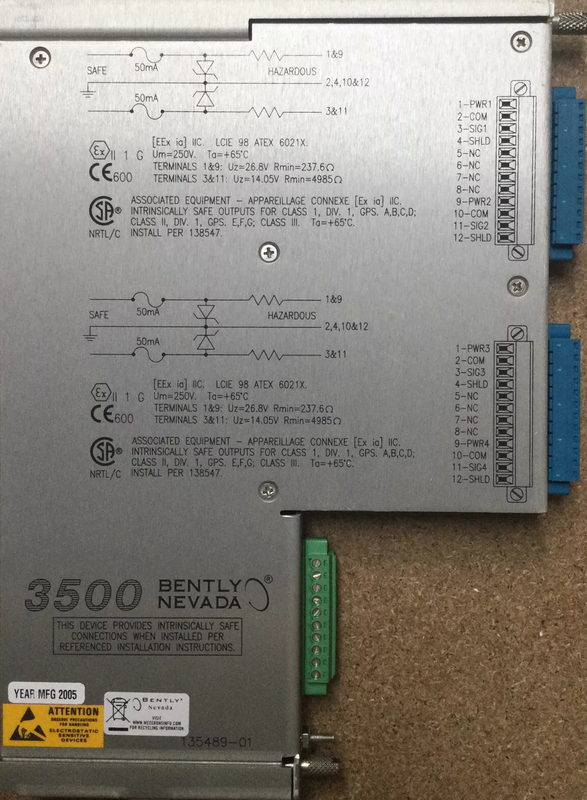 Bently Nevada 3500/42M-04-00 135489-01 I/O Module With Internal Barrier